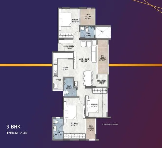 3 BHK 1058 AR Atlas Wakad, pune