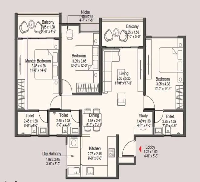 3 BHK 954 New Launch Kohinoor Royale Towers Hinjewadi, pune