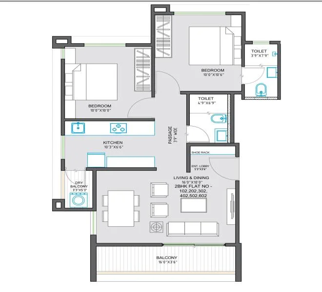 2 BHK 646 WP Royal Elevia Thergaon, pune