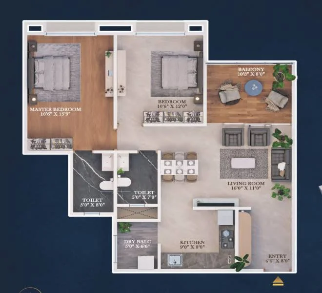 2 BHK 853 ROYAL PRESTIGE Tathawade, pune