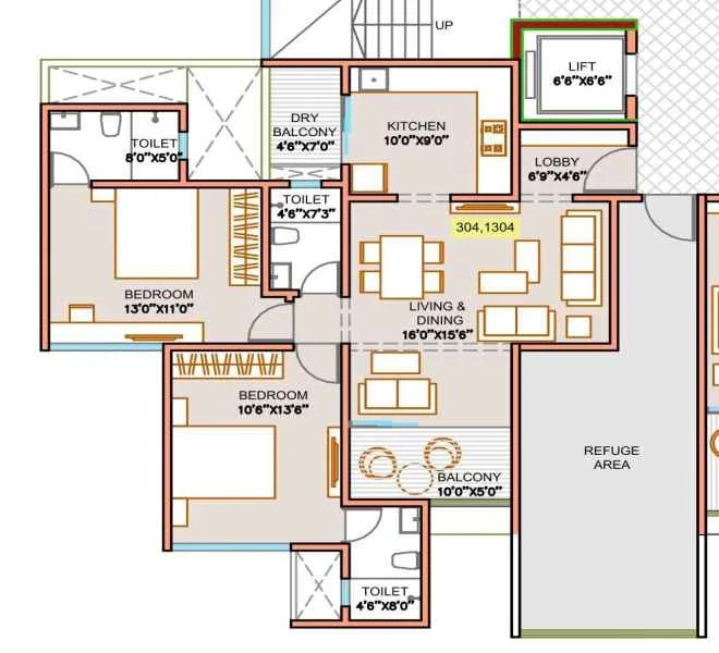 2 BHK 879 ANP Memento Wakad, pune